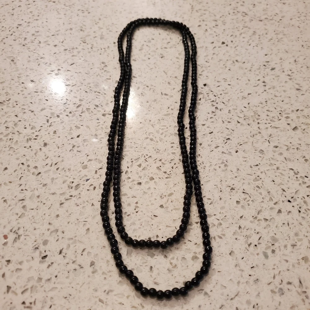 Black Beads Long Necklace Drop Preppy Basic Boho Classic Casual Bracelet Formal